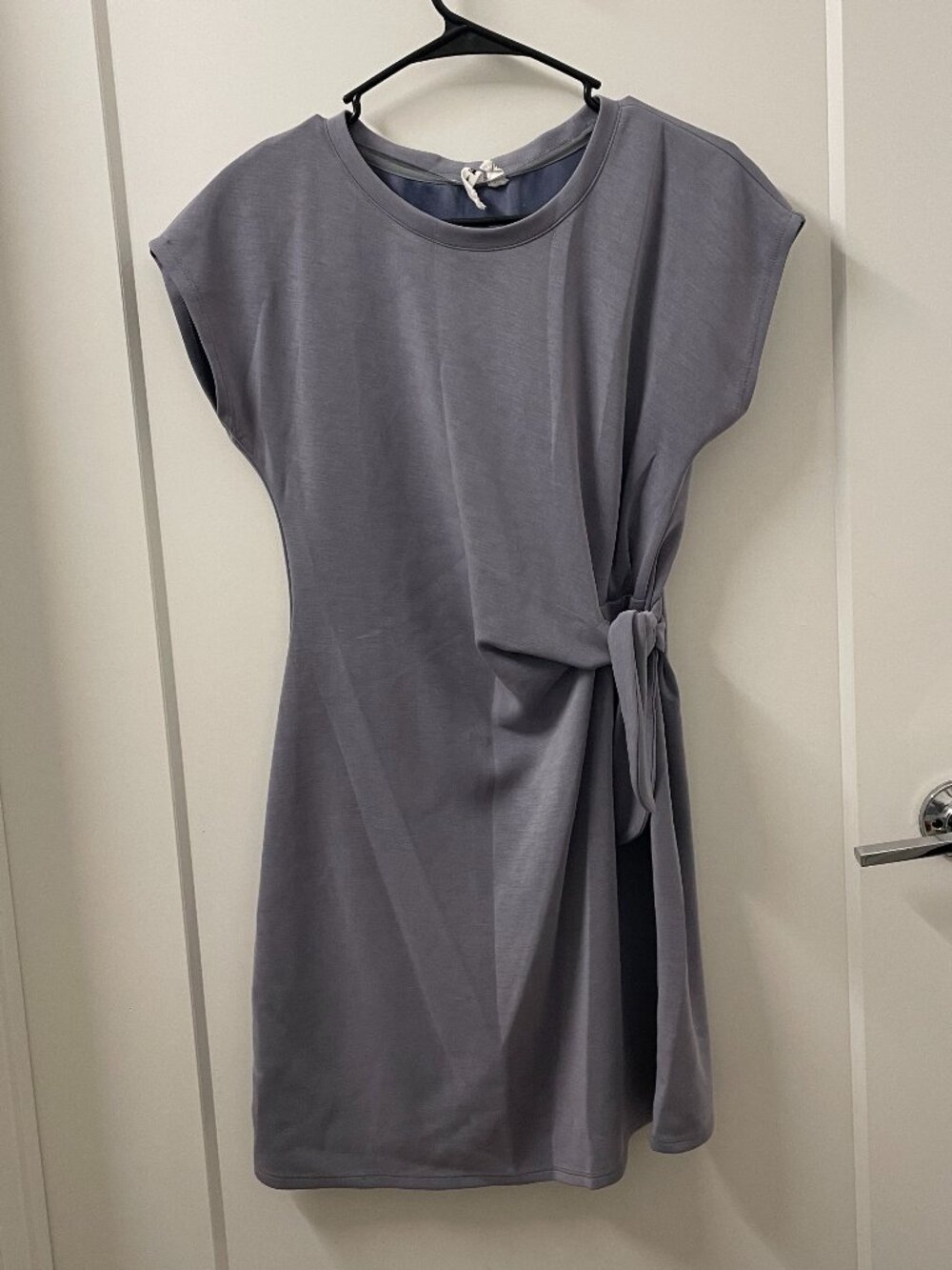 Dusty Blue Tie-Front Cutout Top